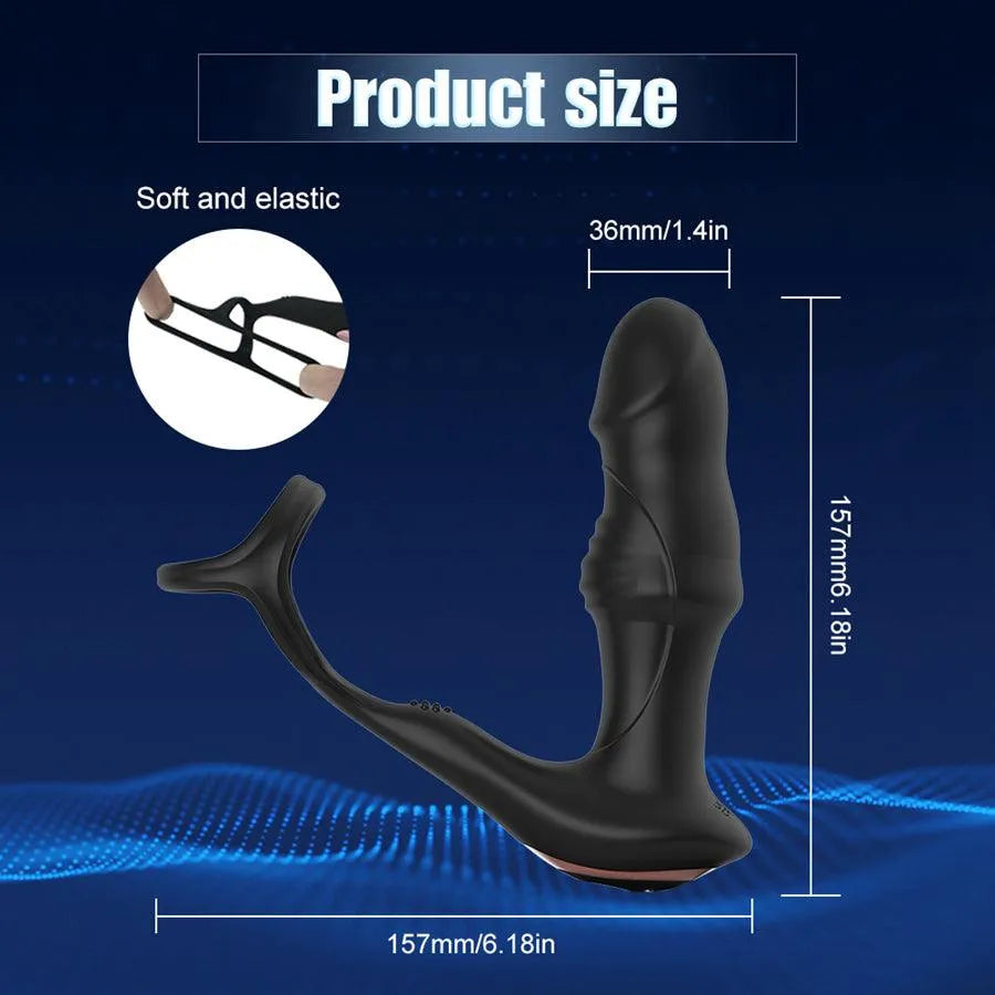 Remote Control 3-In-1 Thrusting Fingering Prostate Massager