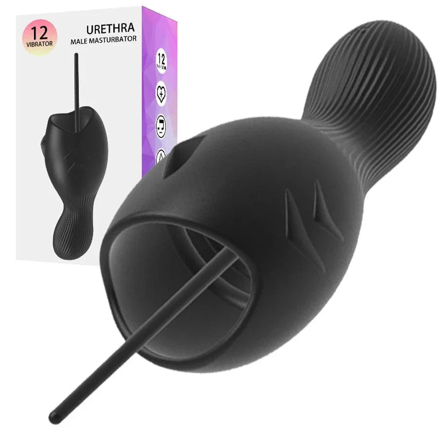 Silicone Vibrating Male Penis Trainer with Sounding Rod