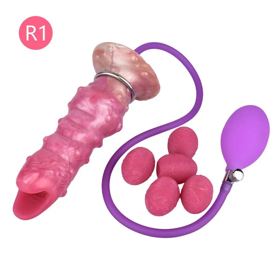 Soft Silicone Ovipositor Dildo with 5 Eggs