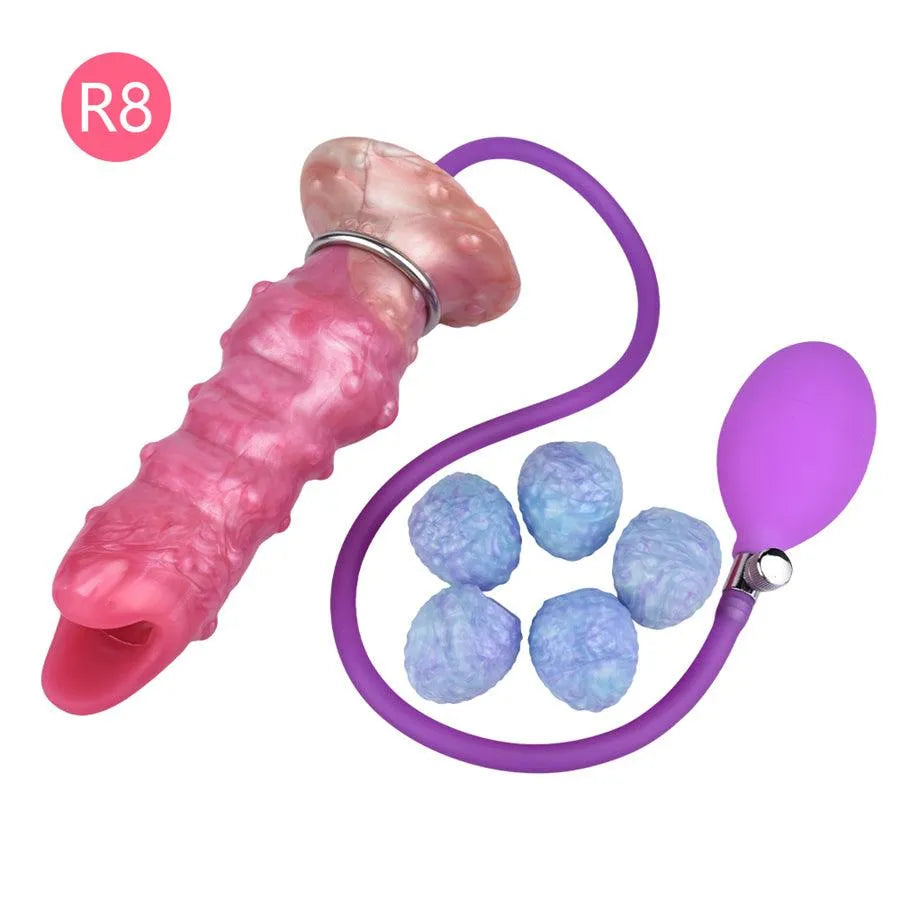 Soft Silicone Ovipositor Dildo with 5 Eggs