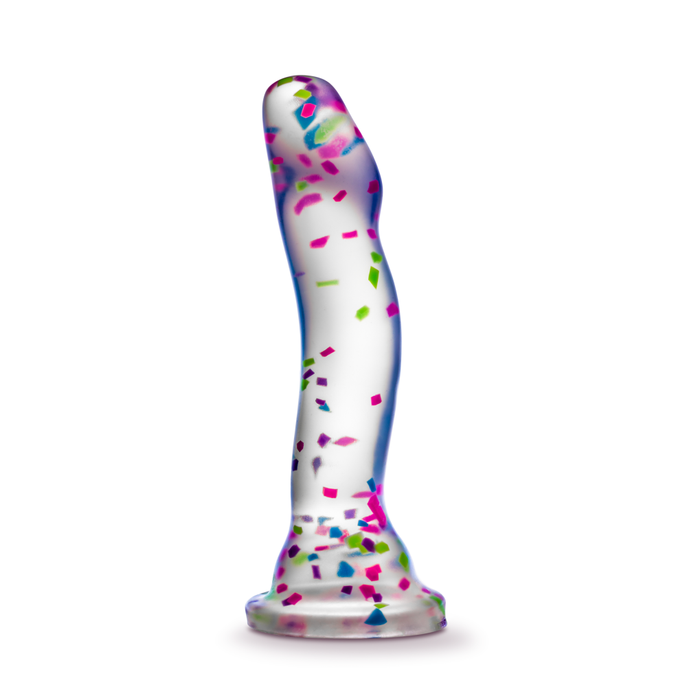 Neo Elite By Blush® | Hanky-Panky 7.5 Inch Purio™ Silicone Glow In The Dark Dildo - Clear Dildo With Fun Confetti