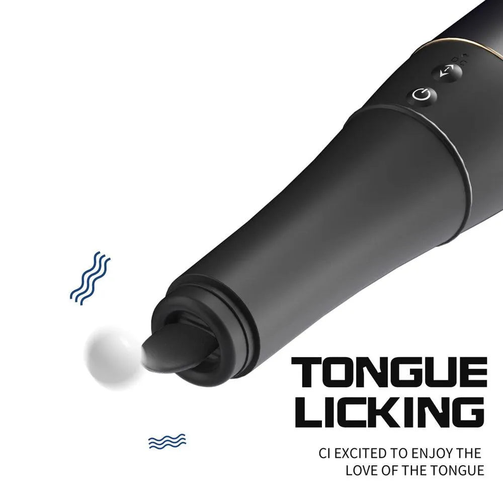 Thrusting Dildo Vibrator with Tongue Licking