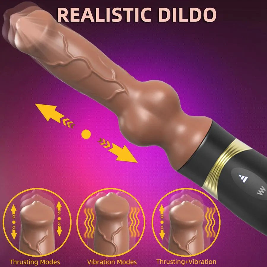 Thrusting Realistic Dog Knot Dildo Vibrator