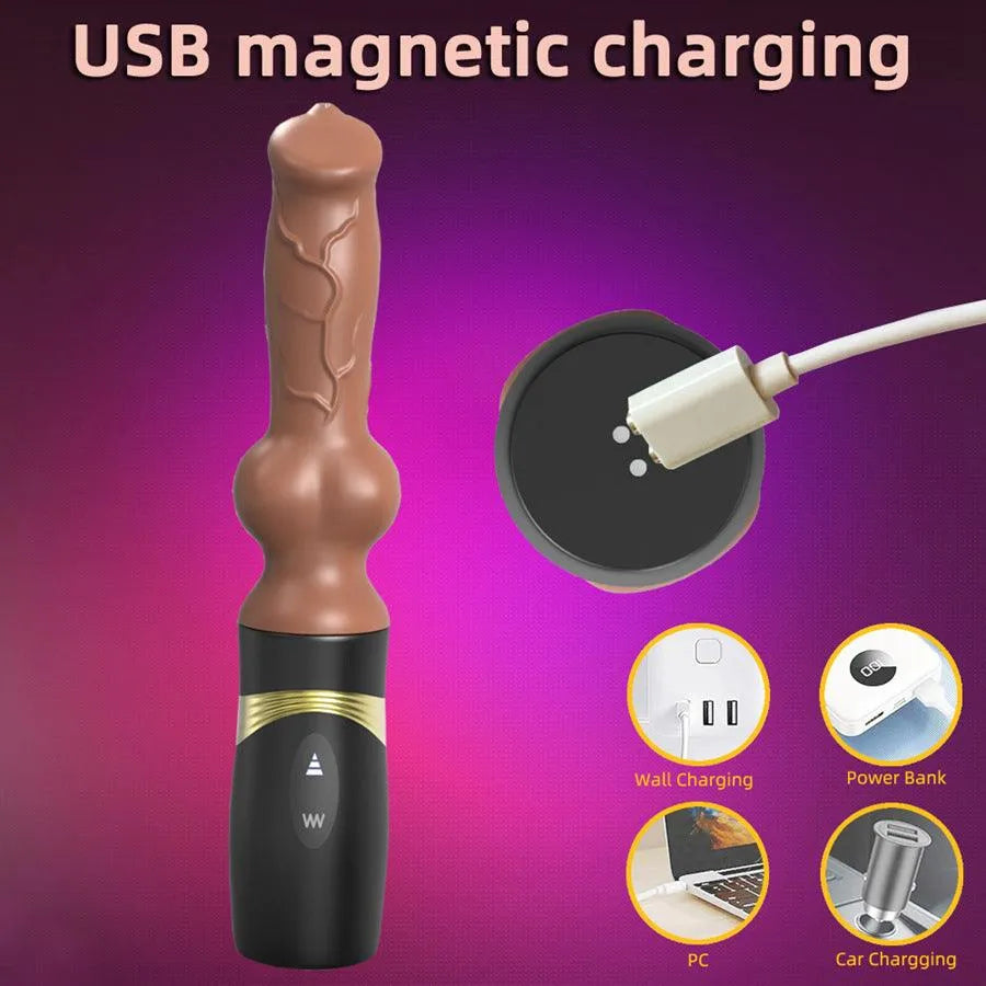 Thrusting Realistic Dog Knot Dildo Vibrator