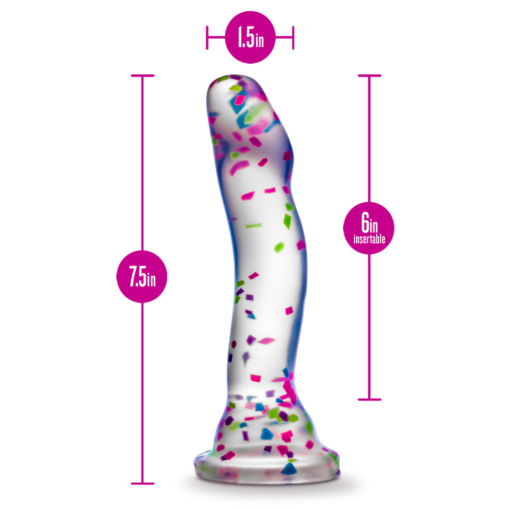 Neo Elite By Blush® | Hanky-Panky 7.5 Inch Purio™ Silicone Glow In The Dark Dildo - Clear Dildo With Fun Confetti