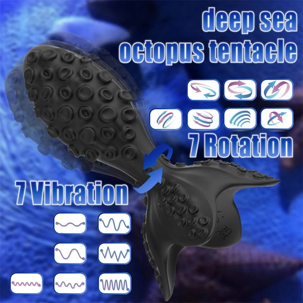 Venusfun Octopus Butt Plug Vibrator with 7 Vibration & Rotation Modes for Prostate and Anal Play
