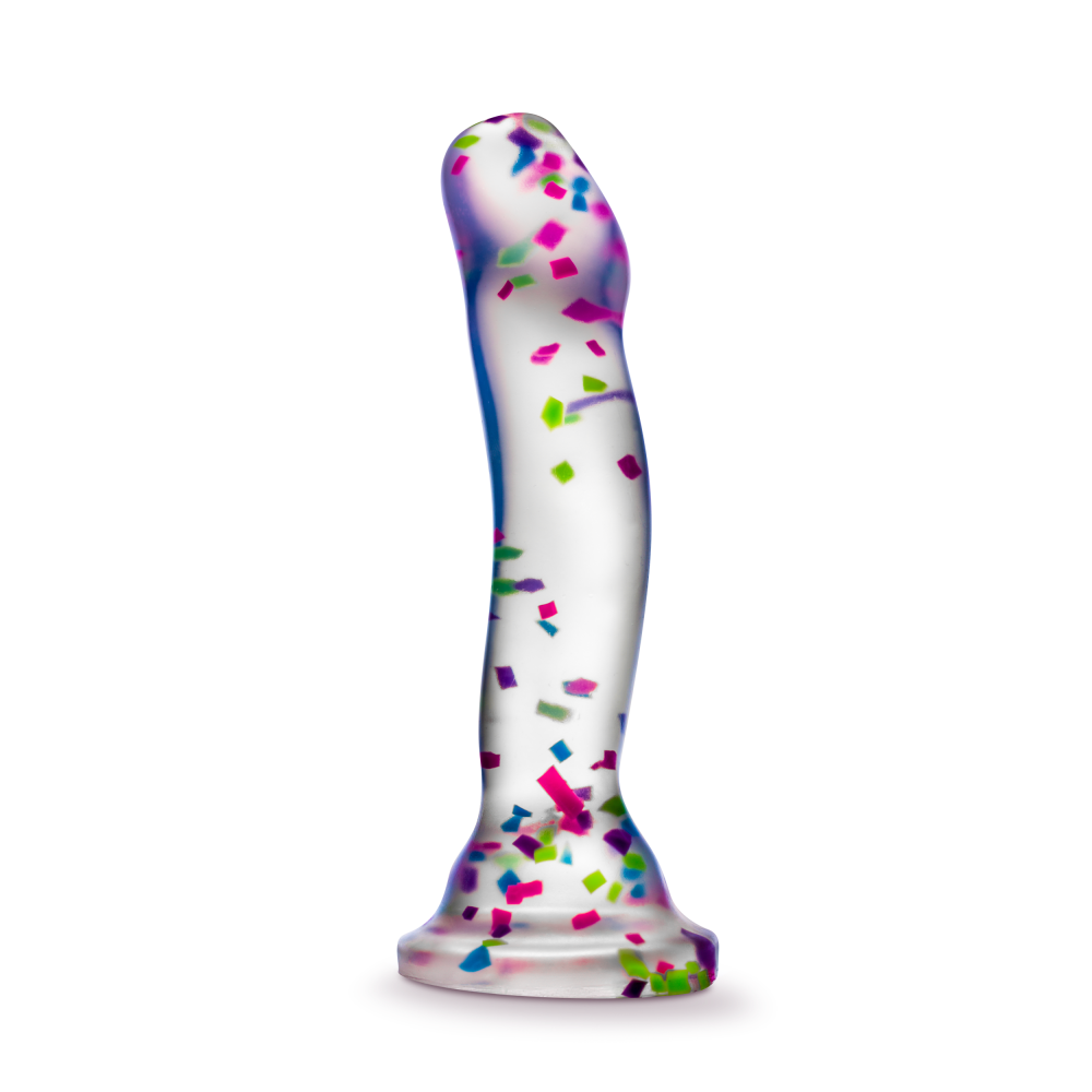 Neo Elite By Blush® | Hanky-Panky 7.5 Inch Purio™ Silicone Glow In The Dark Dildo - Clear Dildo With Fun Confetti