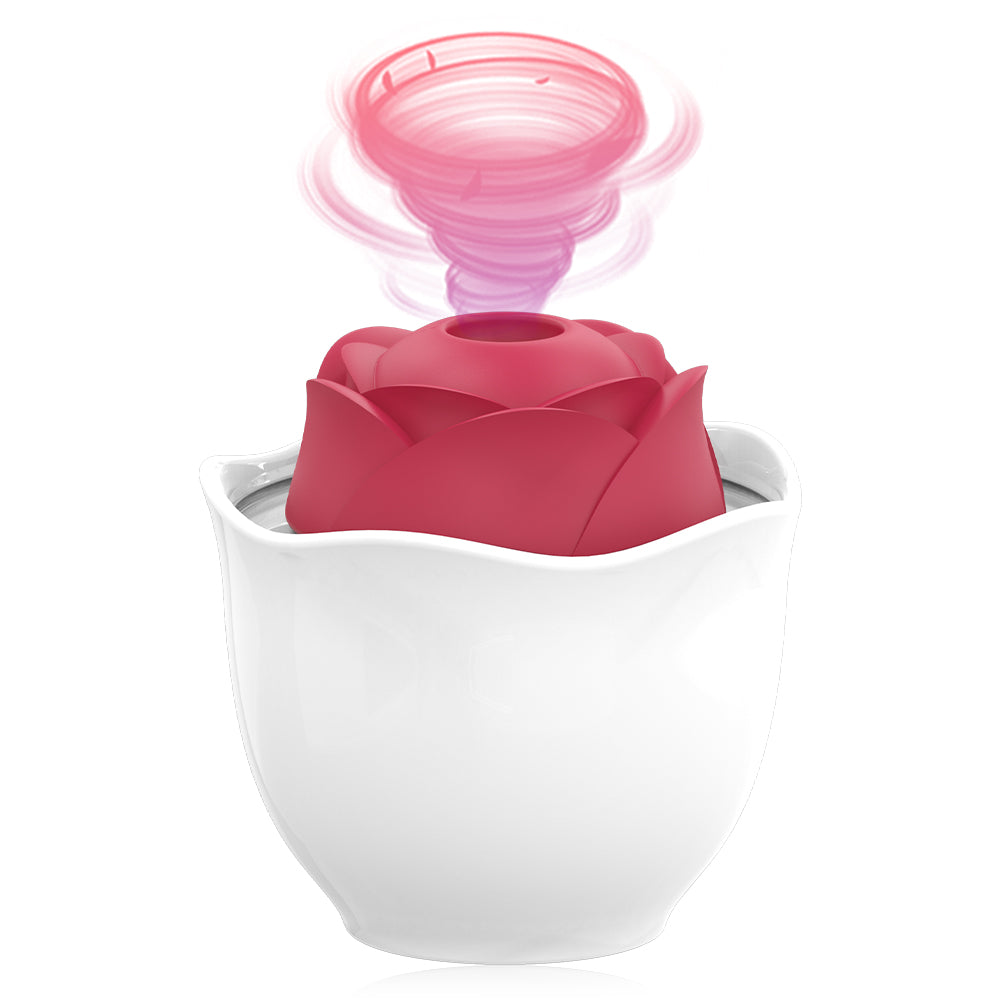 Rose Vibrator with Removable Suction Cup Red