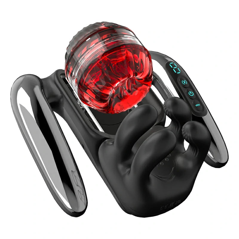 Automatic Telescoping Male Masturbator with Testicle Massager