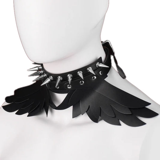 BDSM Wing Spiked Bondage Collar