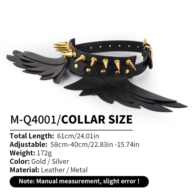 Bettie Bondage Black Leather Spiked Collar - Submissive Couple Strapon BDSM Toys