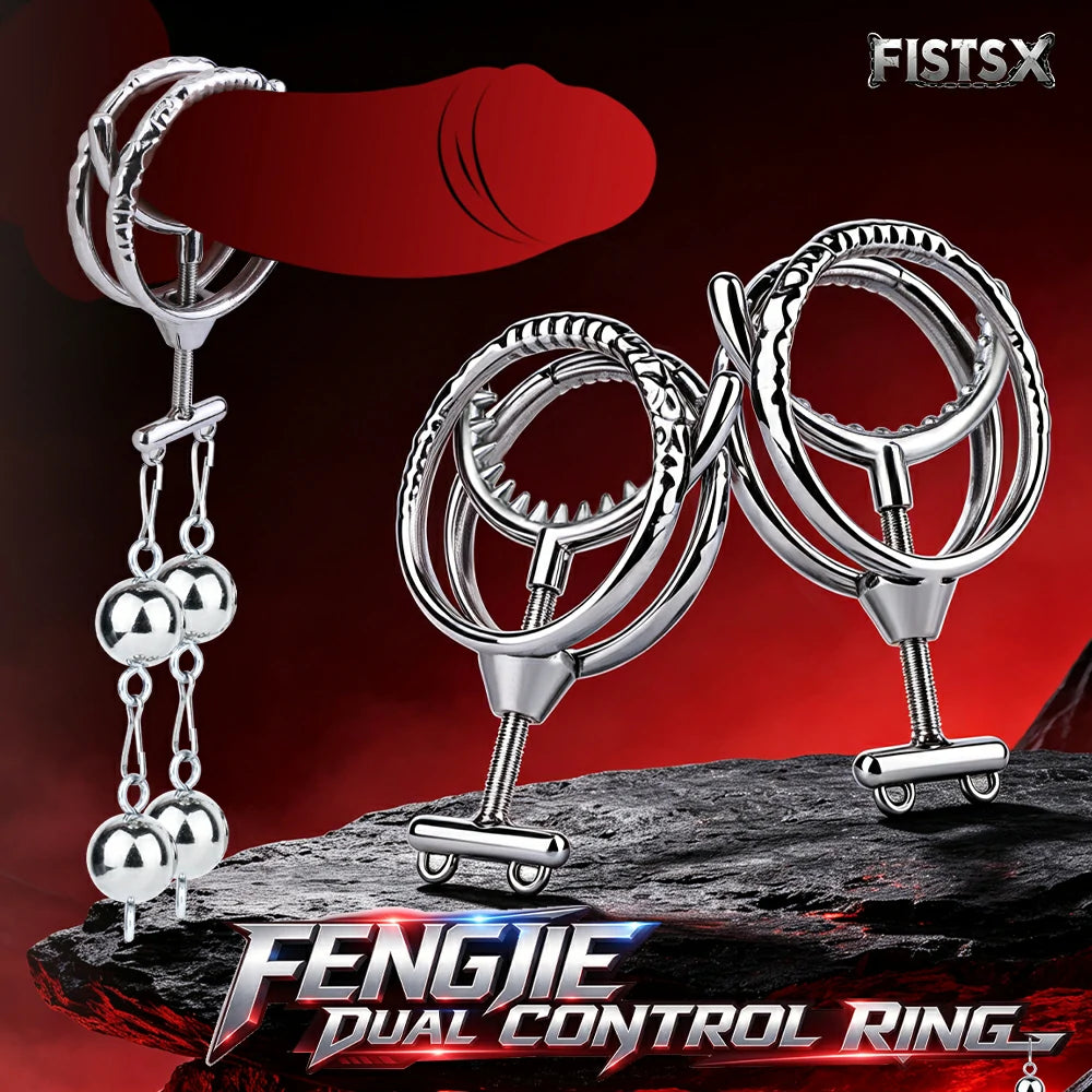 Steel Fang – Adjustable Double-Ring Penis Restraint Trainer