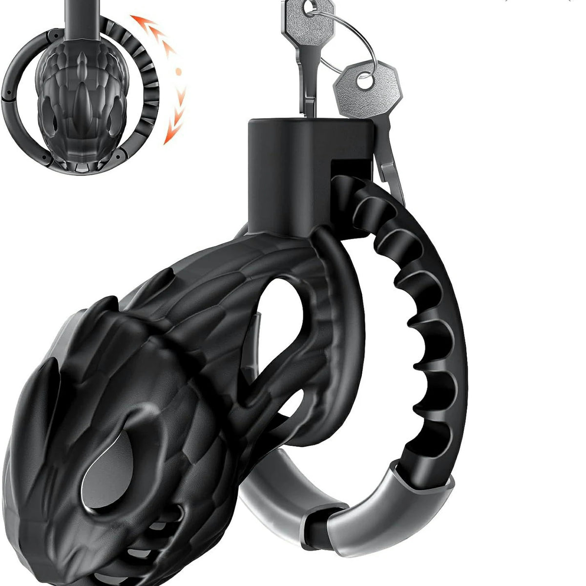 Fantasy Dragon Head Chastity Cage – Adjustable Ring Male Chastity Device