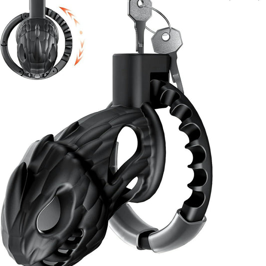 Fantasy Dragon Head Chastity Cage – Adjustable Ring Male Chastity Device
