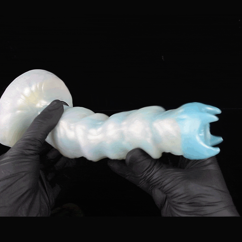 Blue Silicone Monster Dildo Ovipositor – Insertion-Based Female Vaginal Expansion Fantasy Stimulator