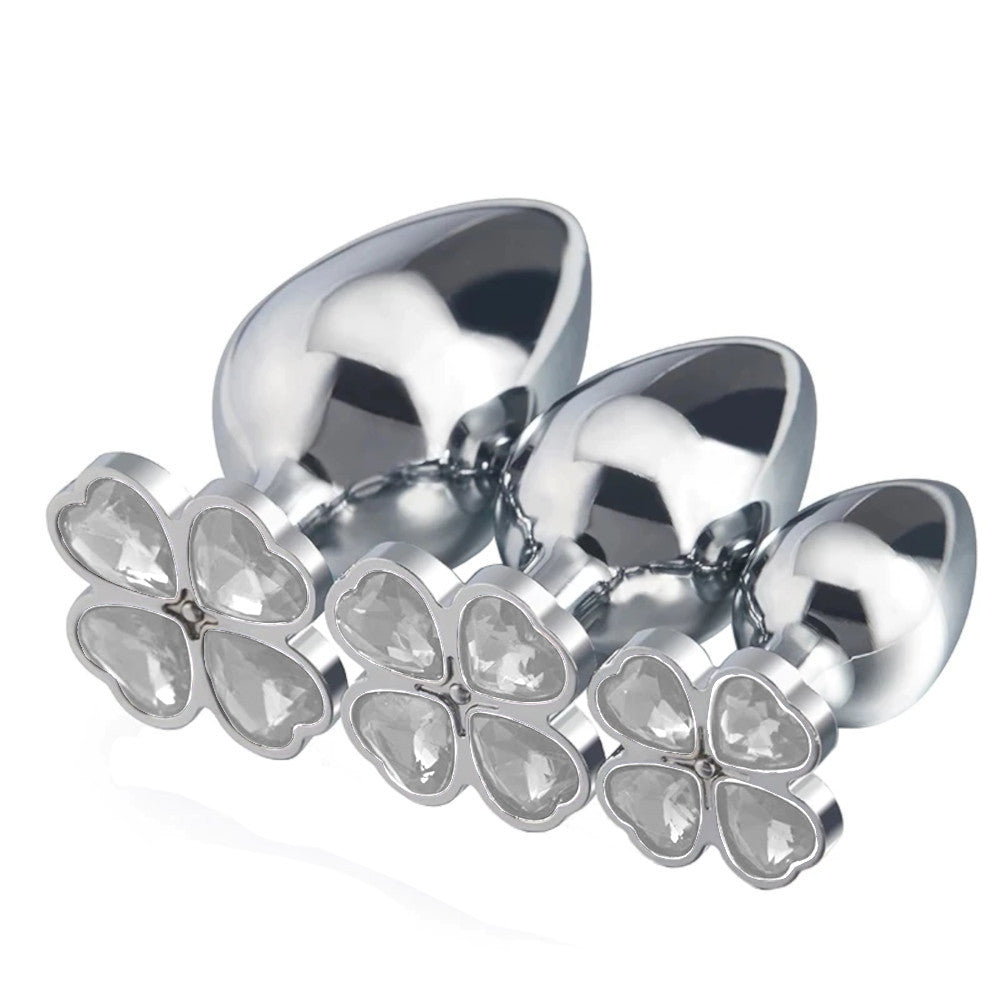 Four Leaf Clover Butt Plug Metal Design 3PCS anesidora Four Leaf Clover Butt Plug Metal Design 3PCS anesidora
