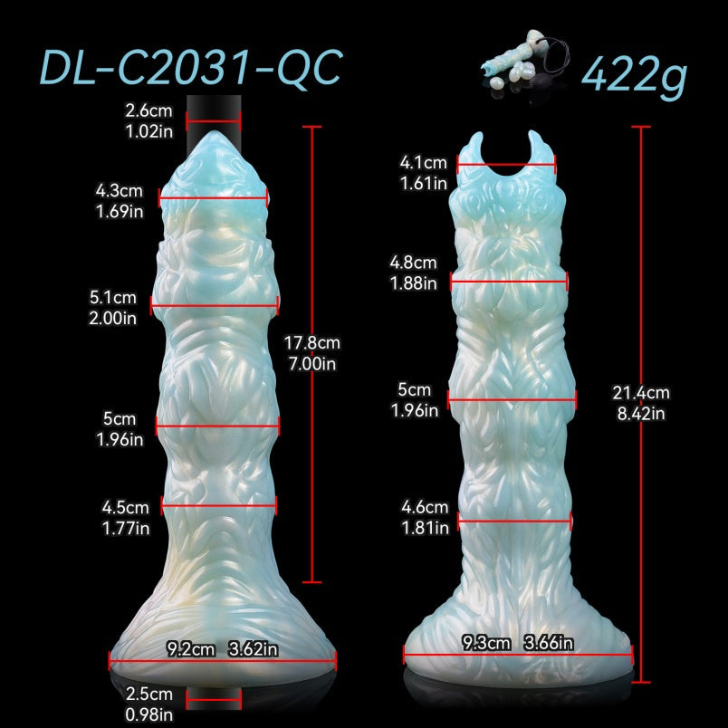 Blue Silicone Monster Dildo Ovipositor – Insertion-Based Female Vaginal Expansion Fantasy Stimulator