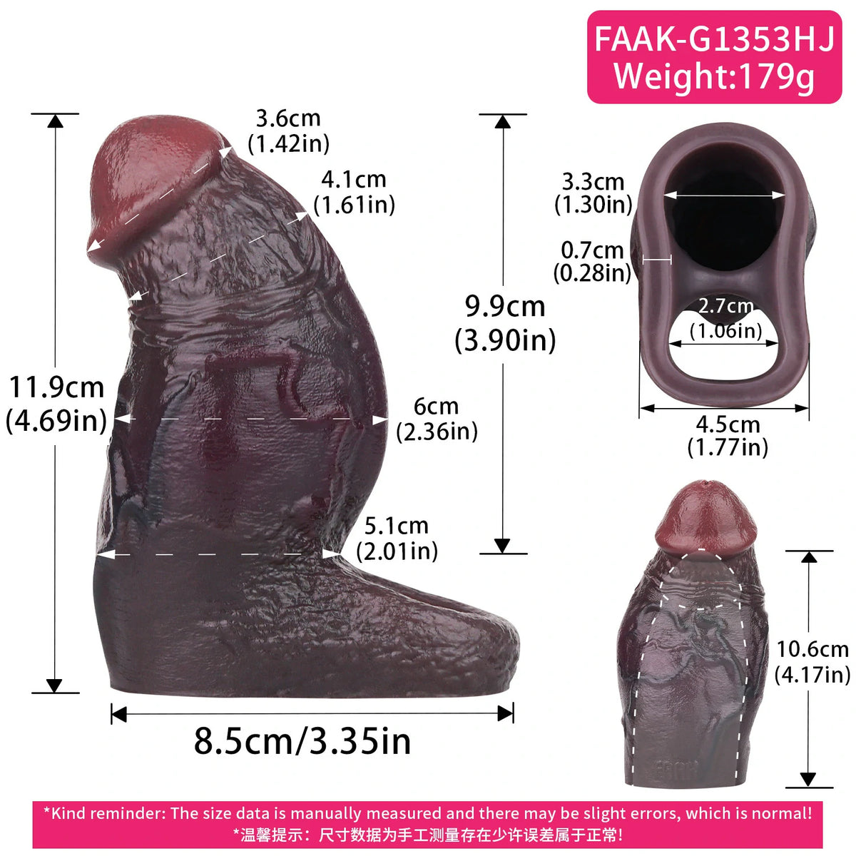 Girthy Realistic Penis Sleeve – Thick Silicone Cock Extender