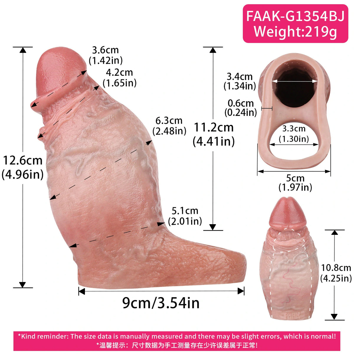Girthy Realistic Penis Sleeve – Thick Silicone Cock Extender