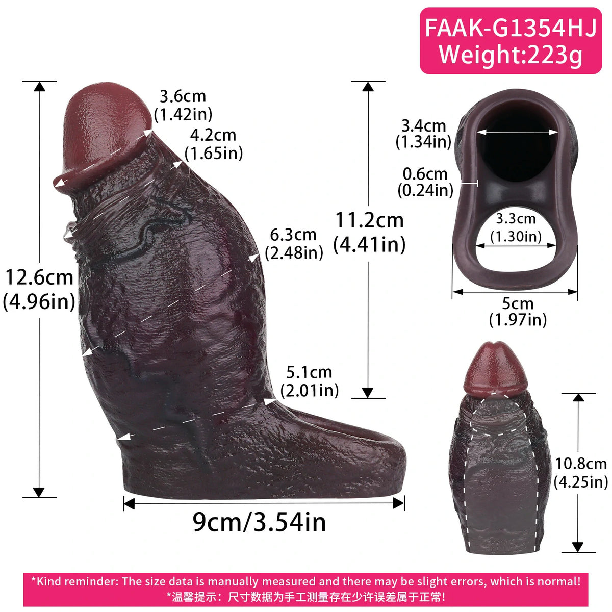 Girthy Realistic Penis Sleeve – Thick Silicone Cock Extender