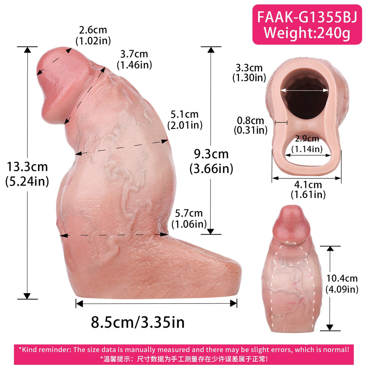 Girthy Realistic Penis Sleeve – Thick Silicone Cock Extender
