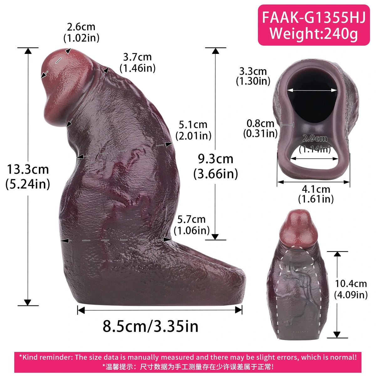 Girthy Realistic Penis Sleeve – Thick Silicone Cock Extender