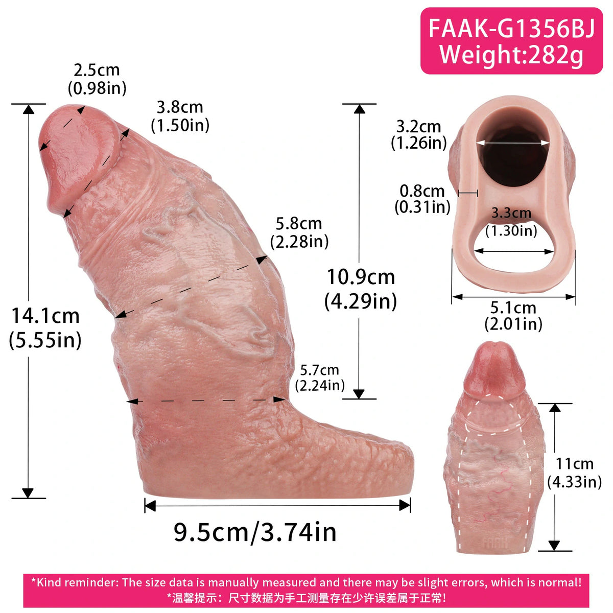 Girthy Realistic Penis Sleeve – Thick Silicone Cock Extender