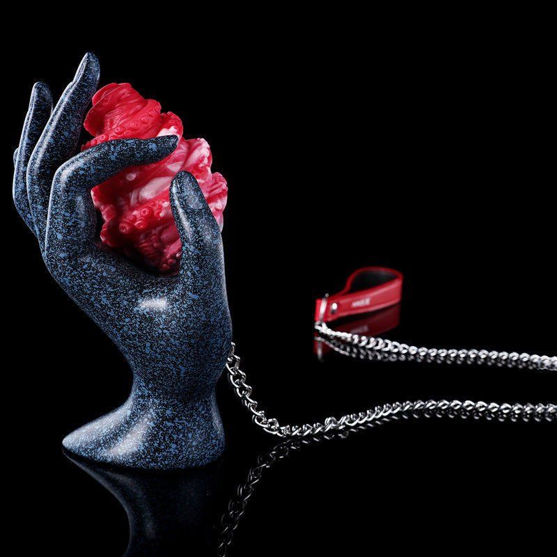 Abyssal Tentacle Silicone Egg with 304 Steel Chain Leash – Multi-Orifice Platinum Fantasy Plug for Deep Vaginal, Anal & Oral BDSM Play