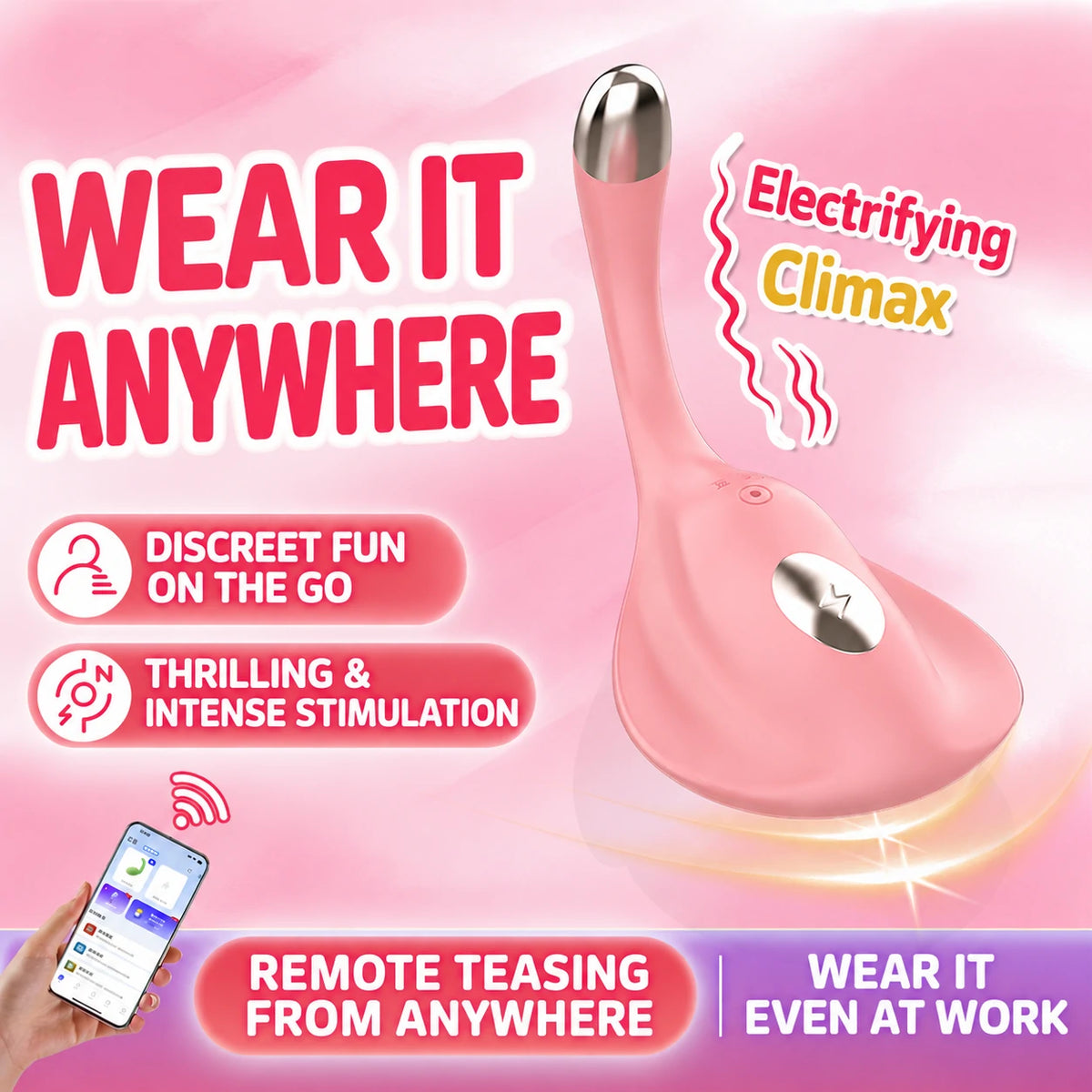 Manta Ray App-Controlled Electro-Stimulation Wearable Vibrator