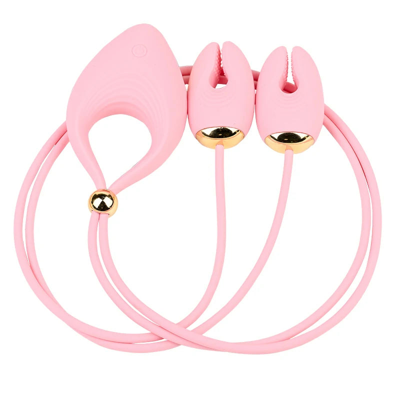 Couples Vibrating Cock Ring Set with Nipple Clamps & Bullet Eggs