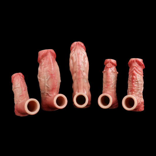 Skin-Soft Realistic Penile Extender Sleeve - 5 Design Options in Long & Short