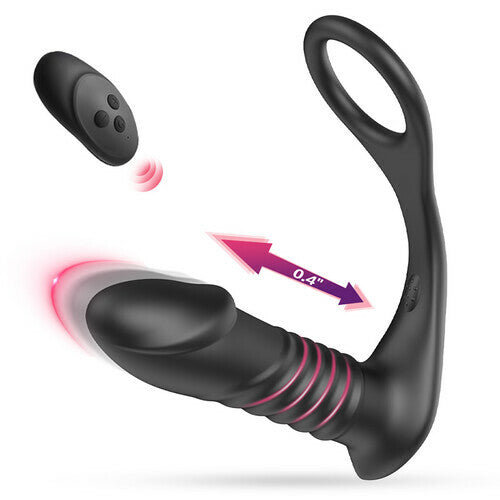 Bestvibe Glans 10 Vibration 3 Thrusting Cock Ring Anal Dildo