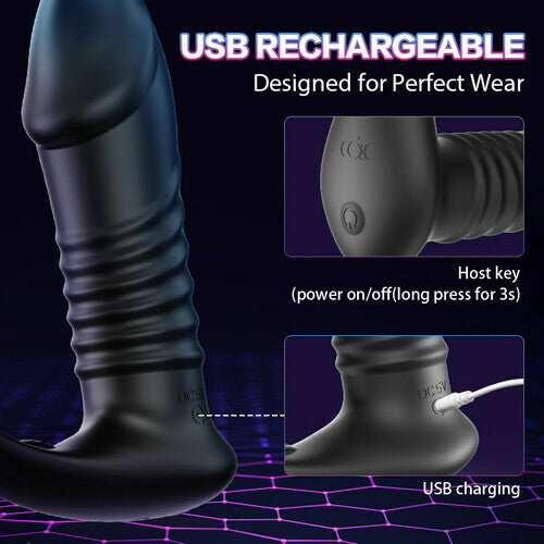 Bestvibe Glans 10 Vibration 3 Thrusting Cock Ring Anal Dildo