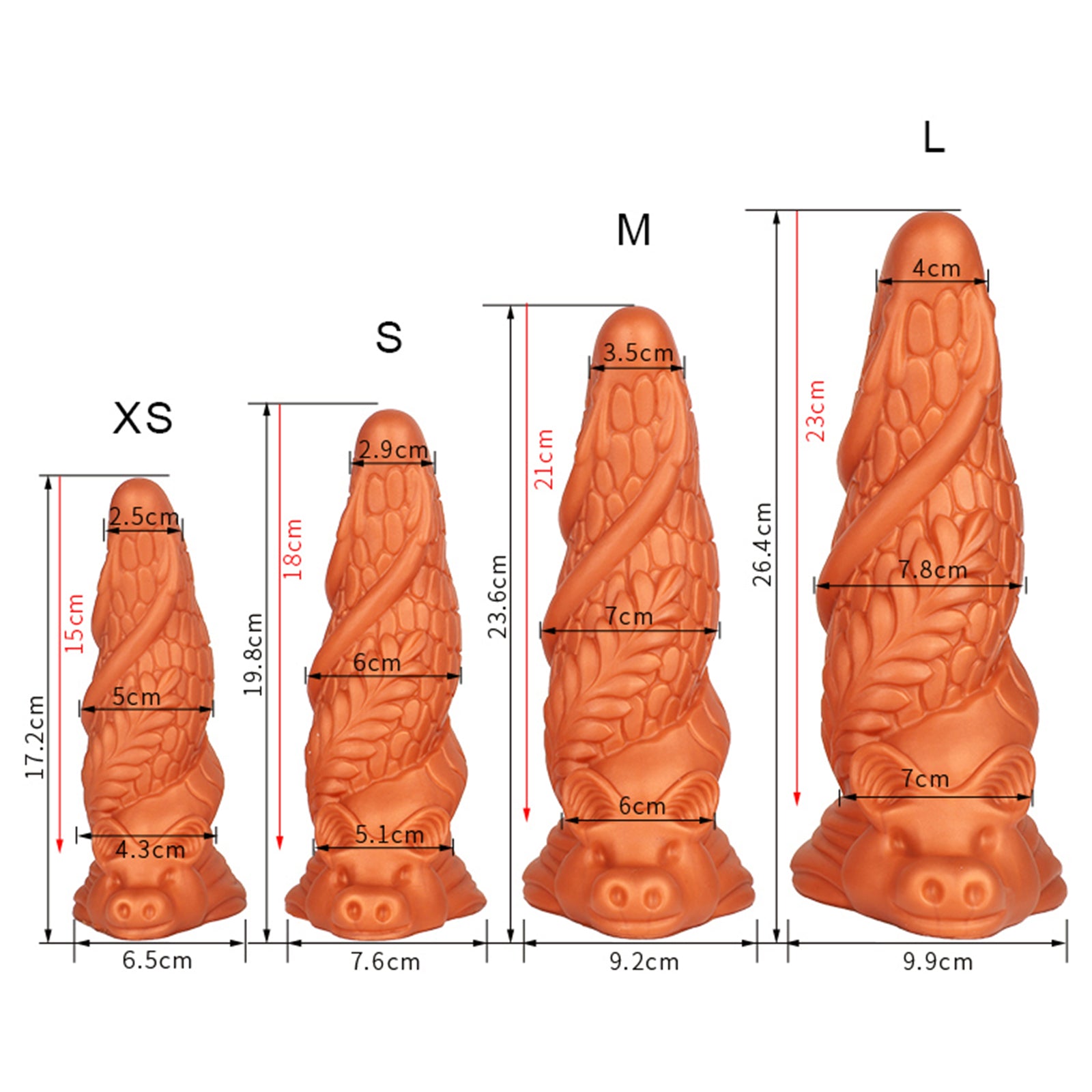 Dragon-Scale Fantasy Dildo – Soft Silicone Spiral Design with Suction Base | 4 Sizes (XS-L)