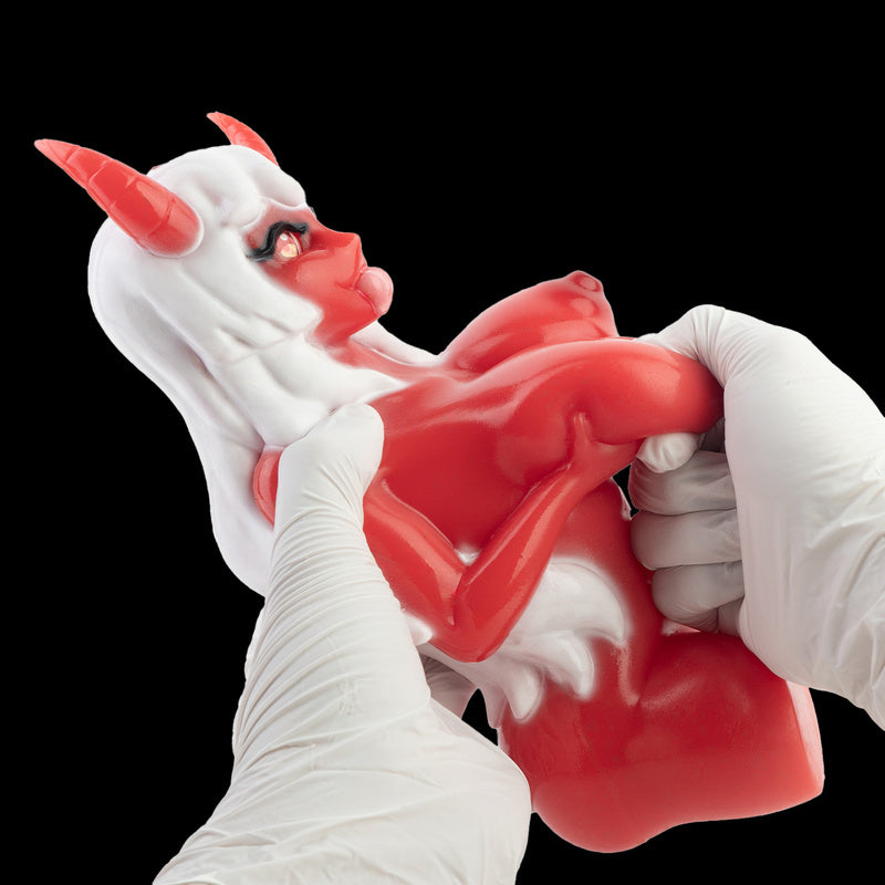 Crimson Succubus Platinum Silicone Pocket Pussy – Erotic Demoness Torso Stroker for Intense Solo Sessions & Fantasy Play