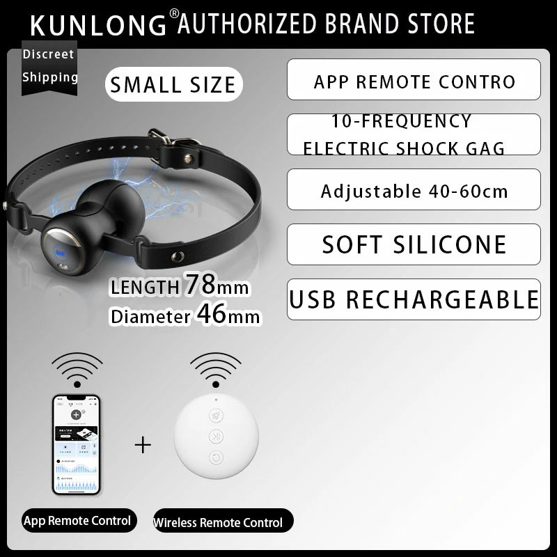 Kunlong E-Stim Shock Collar & Electronic Ball Gag Set