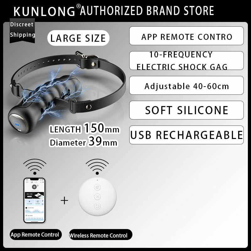 Kunlong E-Stim Shock Collar & Electronic Ball Gag Set