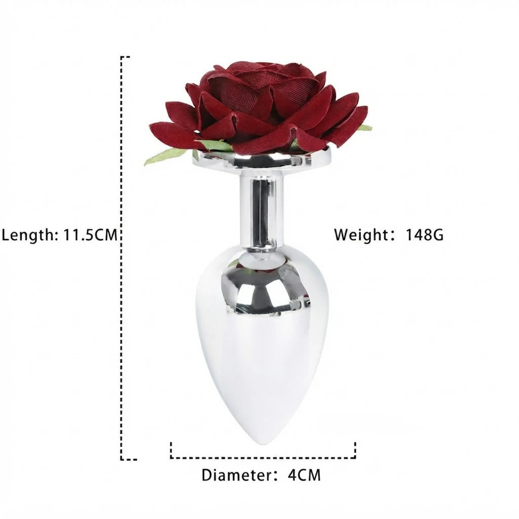 Anesidora Aluminum Rose Butt Plug & Clamps Teasing Set