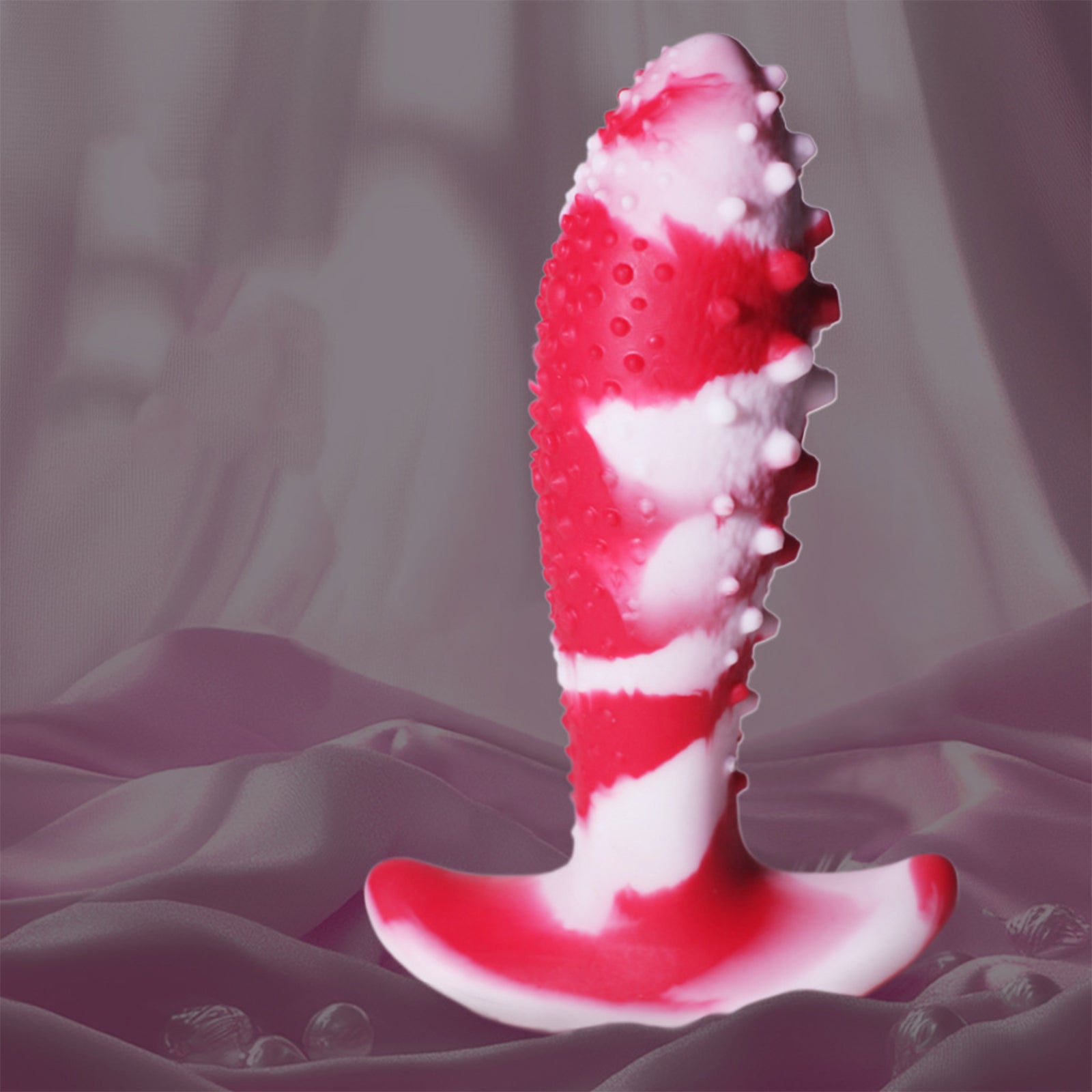 Color-Changing Soft Liquid Silicone Textured Anal Plug with Anchor Base