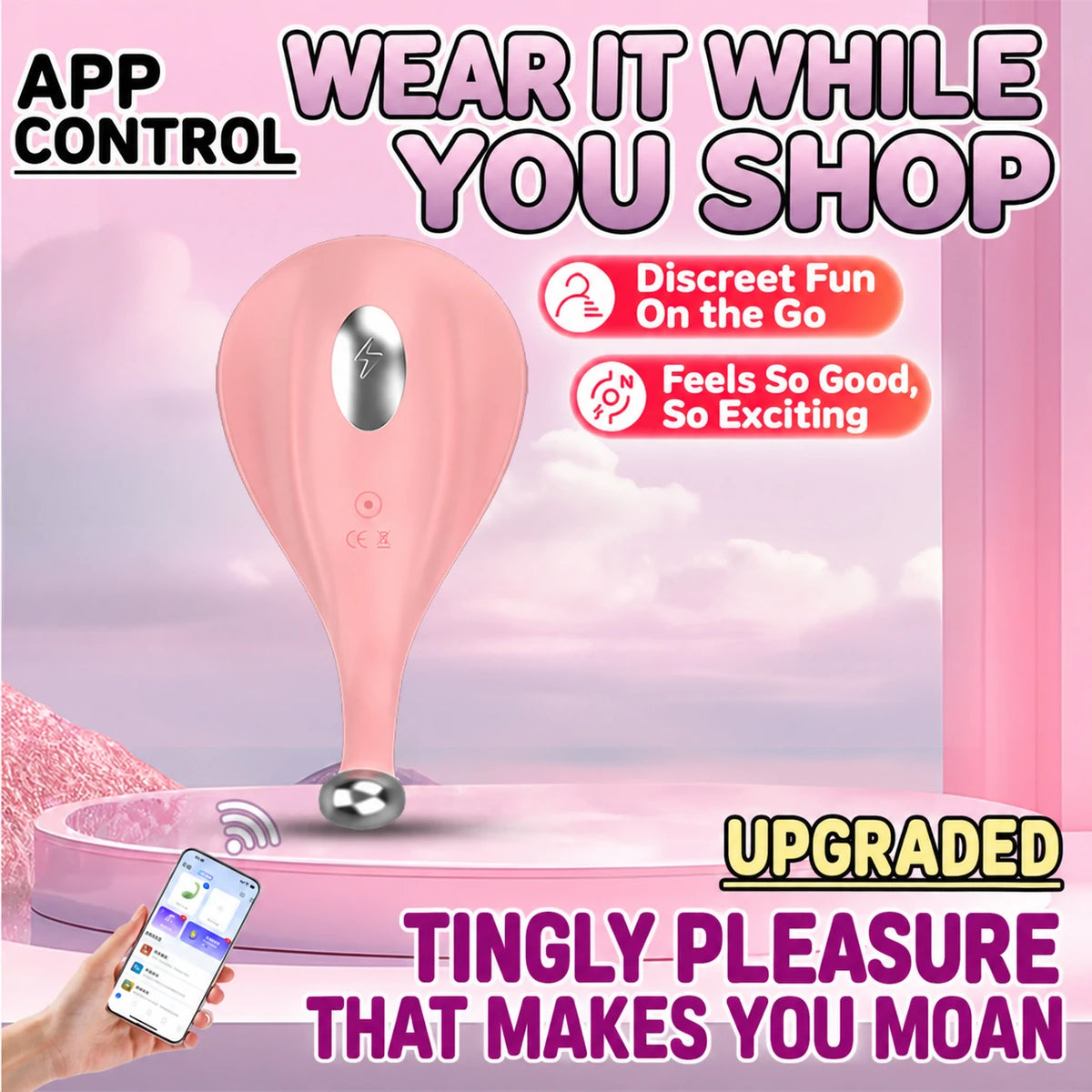 Manta Ray App-Controlled Electro-Stimulation Wearable Vibrator