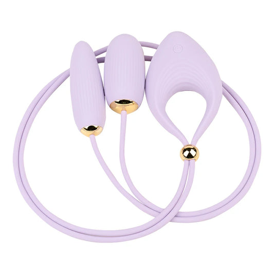 Couples Vibrating Cock Ring Set with Nipple Clamps & Bullet Eggs