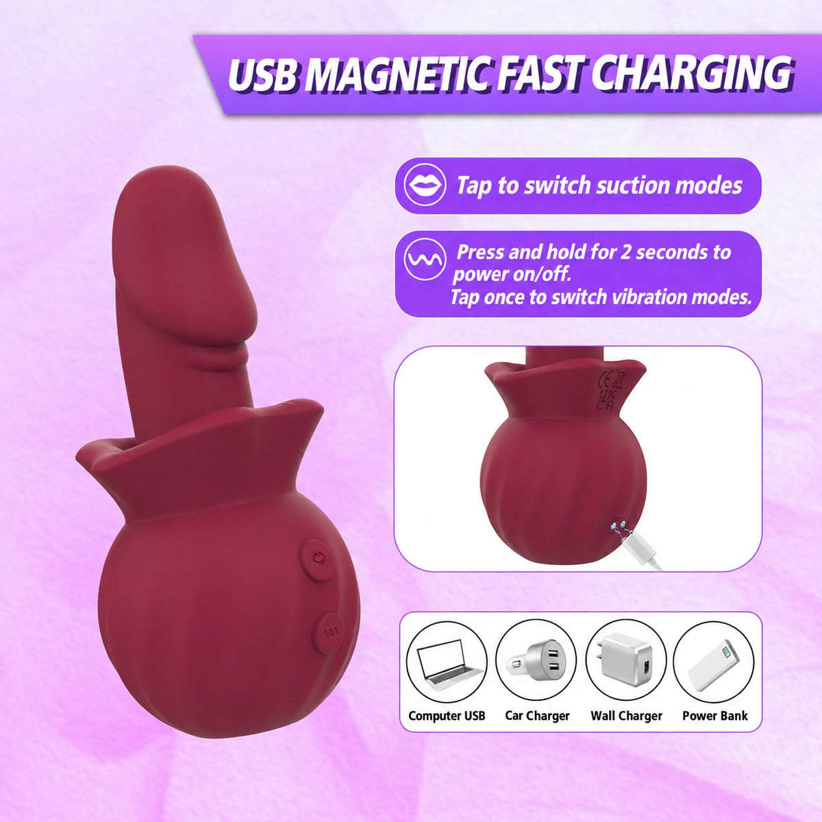 Rose Dildo Vibrator – Suction & Vibration Rose Toy