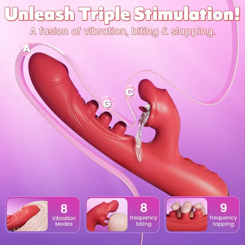 3-in-1 Tongue Licking & Tap G-Spot Vibrator