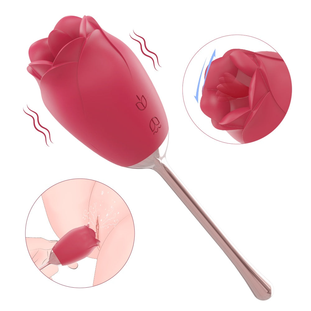 Rose-Shaped Sucking and Vibrating Magic Wand – Stimulating Female Sensitive Zones