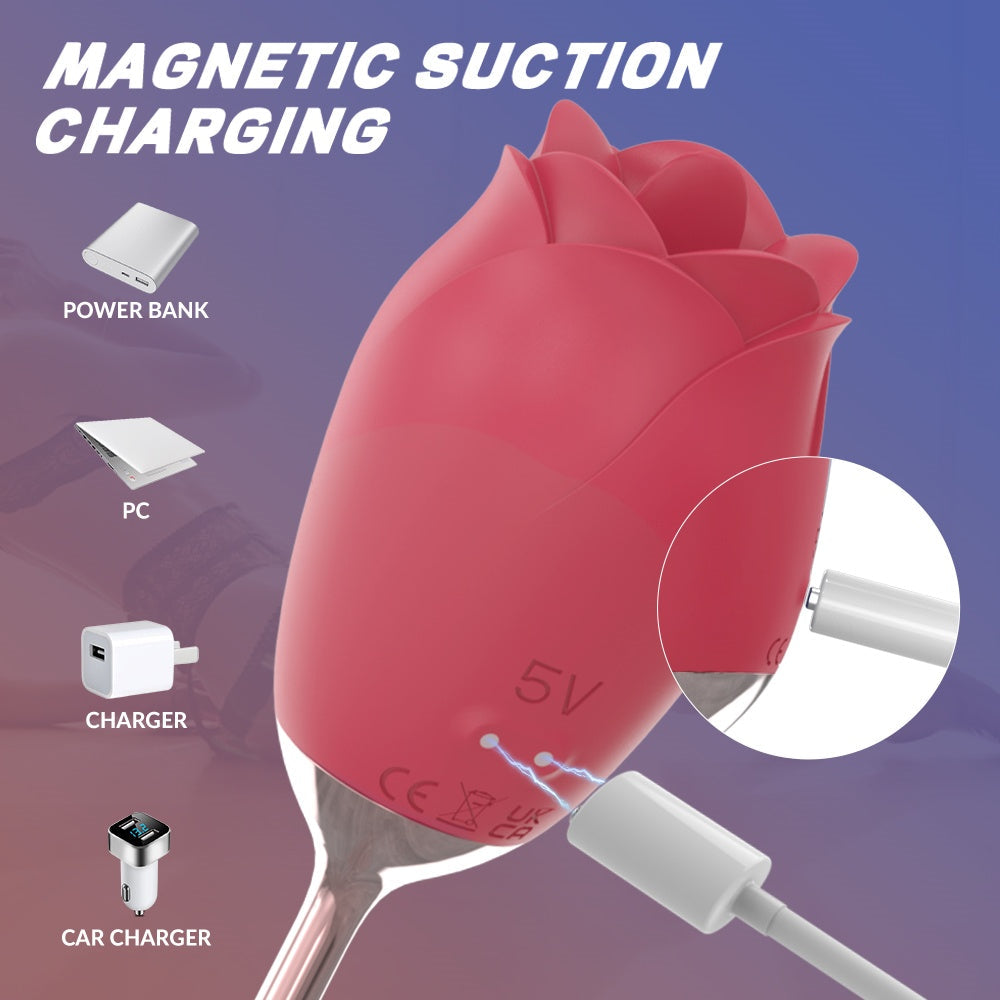 Rose-Shaped Sucking and Vibrating Magic Wand – Stimulating Female Sensitive Zones