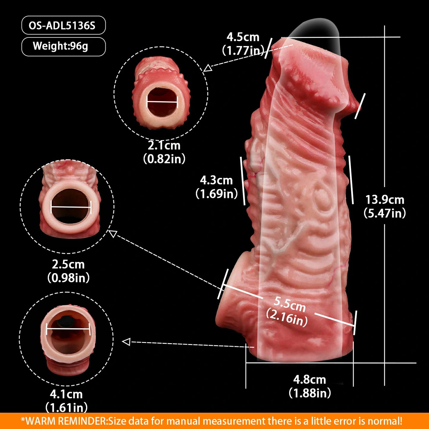 Skin-Soft Realistic Penile Extender Sleeve - 5 Design Options in Long & Short