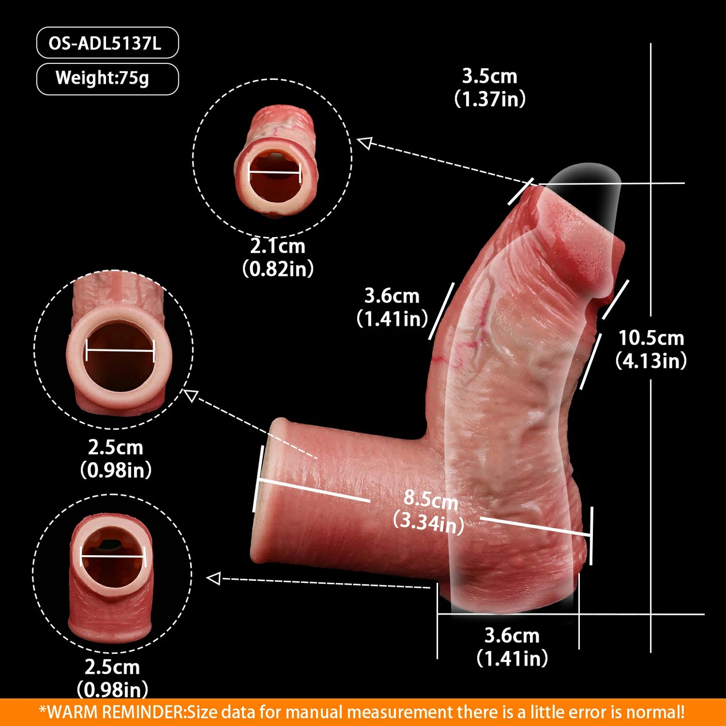 Skin-Soft Realistic Penile Extender Sleeve - 5 Design Options in Long & Short