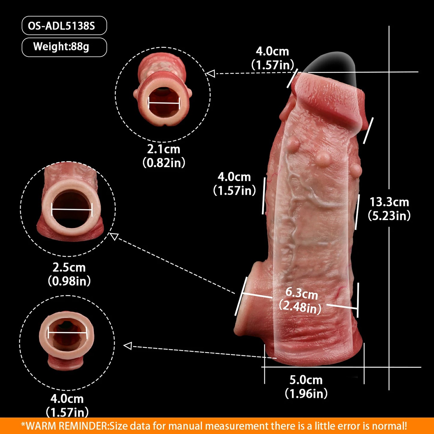 Skin-Soft Realistic Penile Extender Sleeve - 5 Design Options in Long & Short