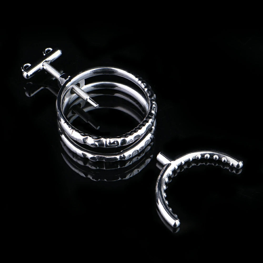 Steel Fang – Adjustable Double-Ring Penis Restraint Trainer