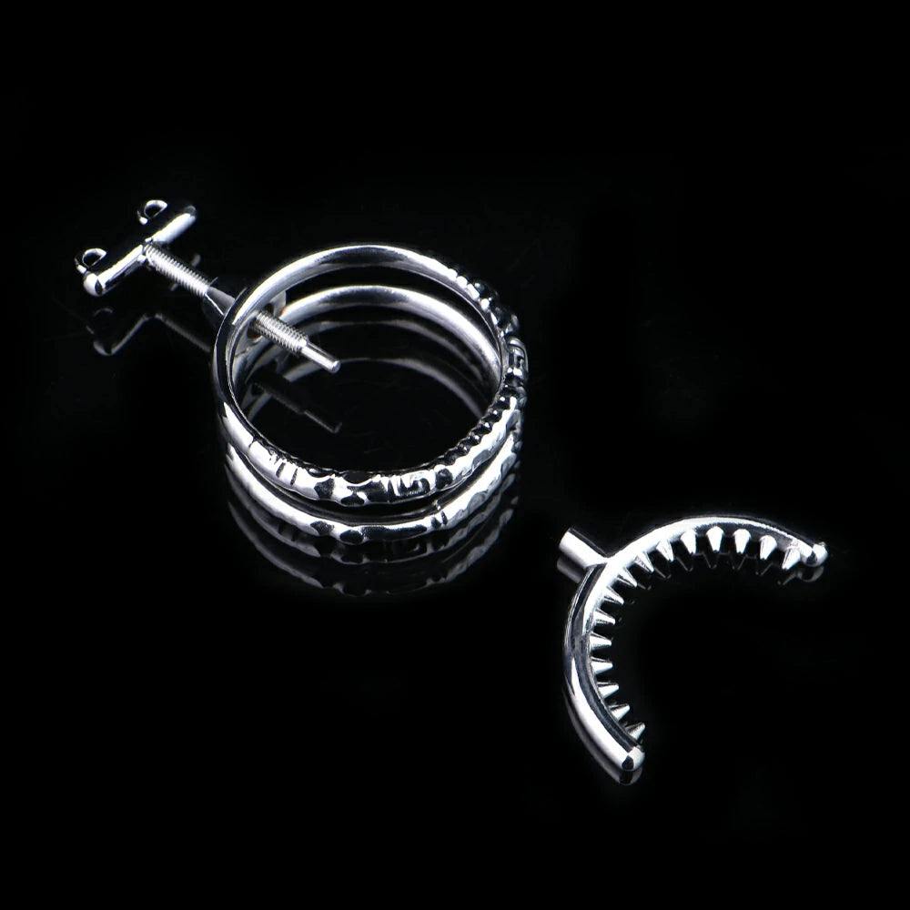 Steel Fang – Adjustable Double-Ring Penis Restraint Trainer